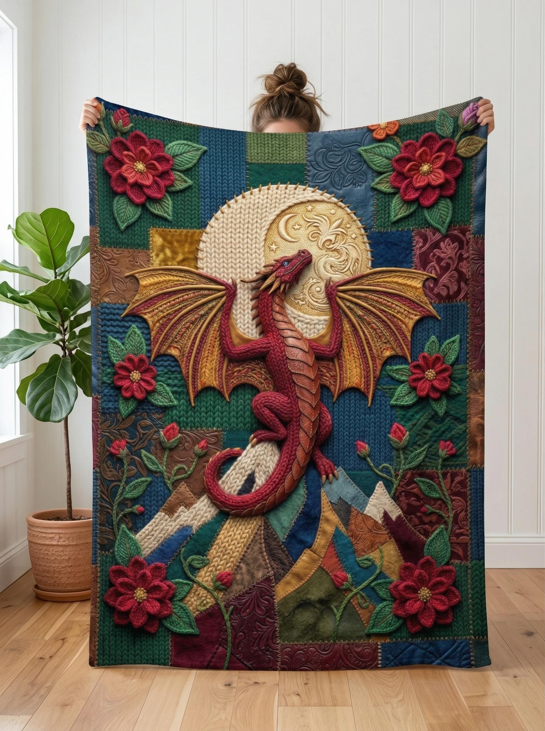 Viking Blanket - Scandinavian Aesthetic Viking Dragon Sherpa/Velvet Blanket - Unique Gift for
