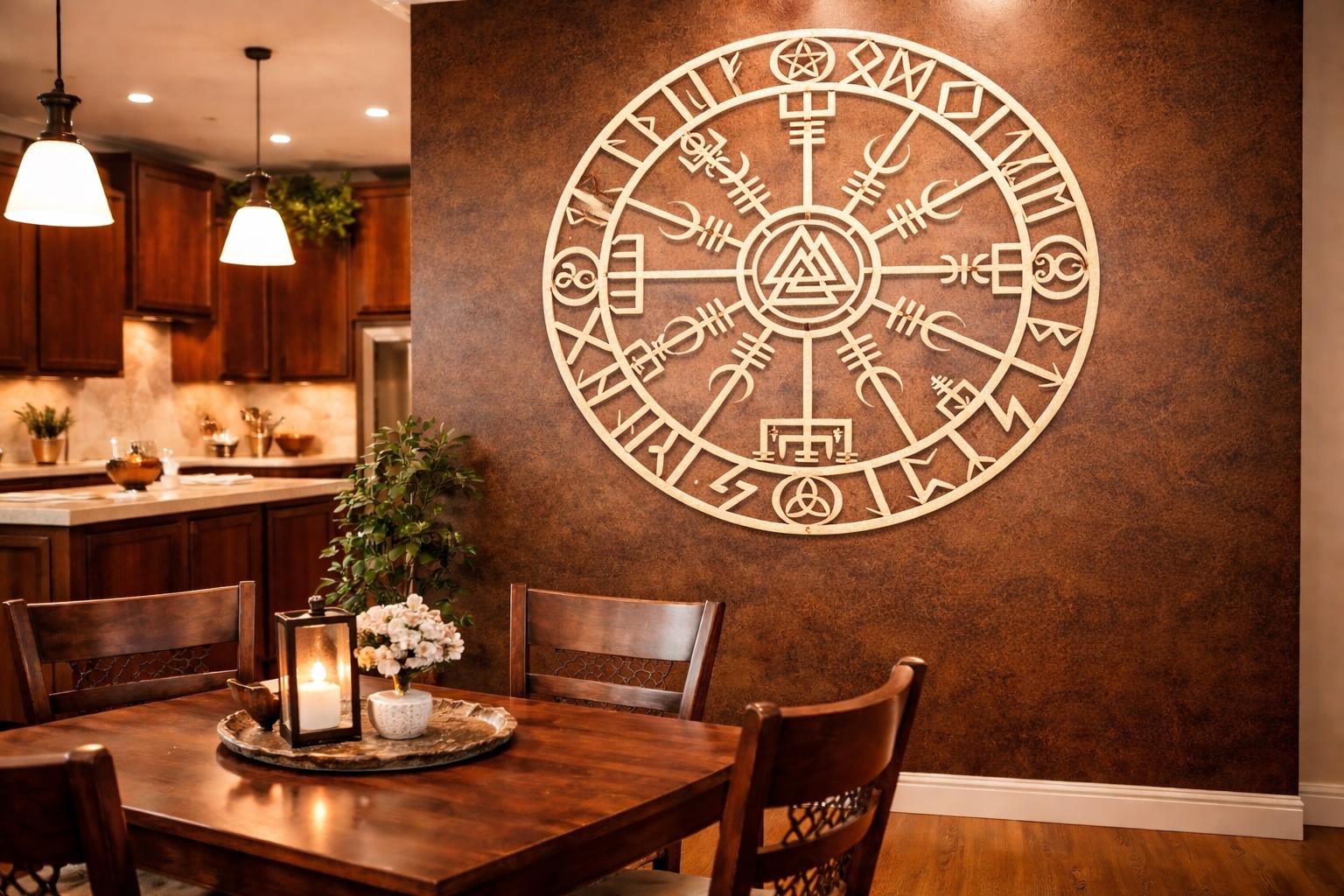 Viking Vegvisir Compass Blanket - Viking Vegvisir Wall Art Wooden Decor, Norse Compass Symbol Wall