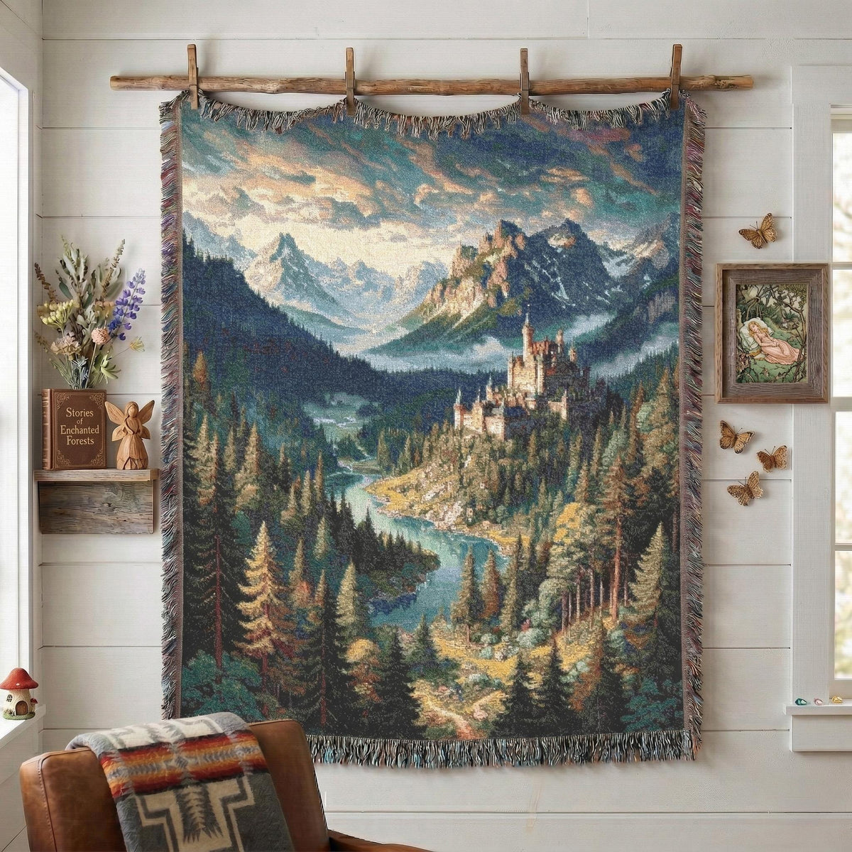 Viking Blanket - Viking Mountain Fjord and Longboat Soft Fleece Blanket - Viking Art Blanket - Gift