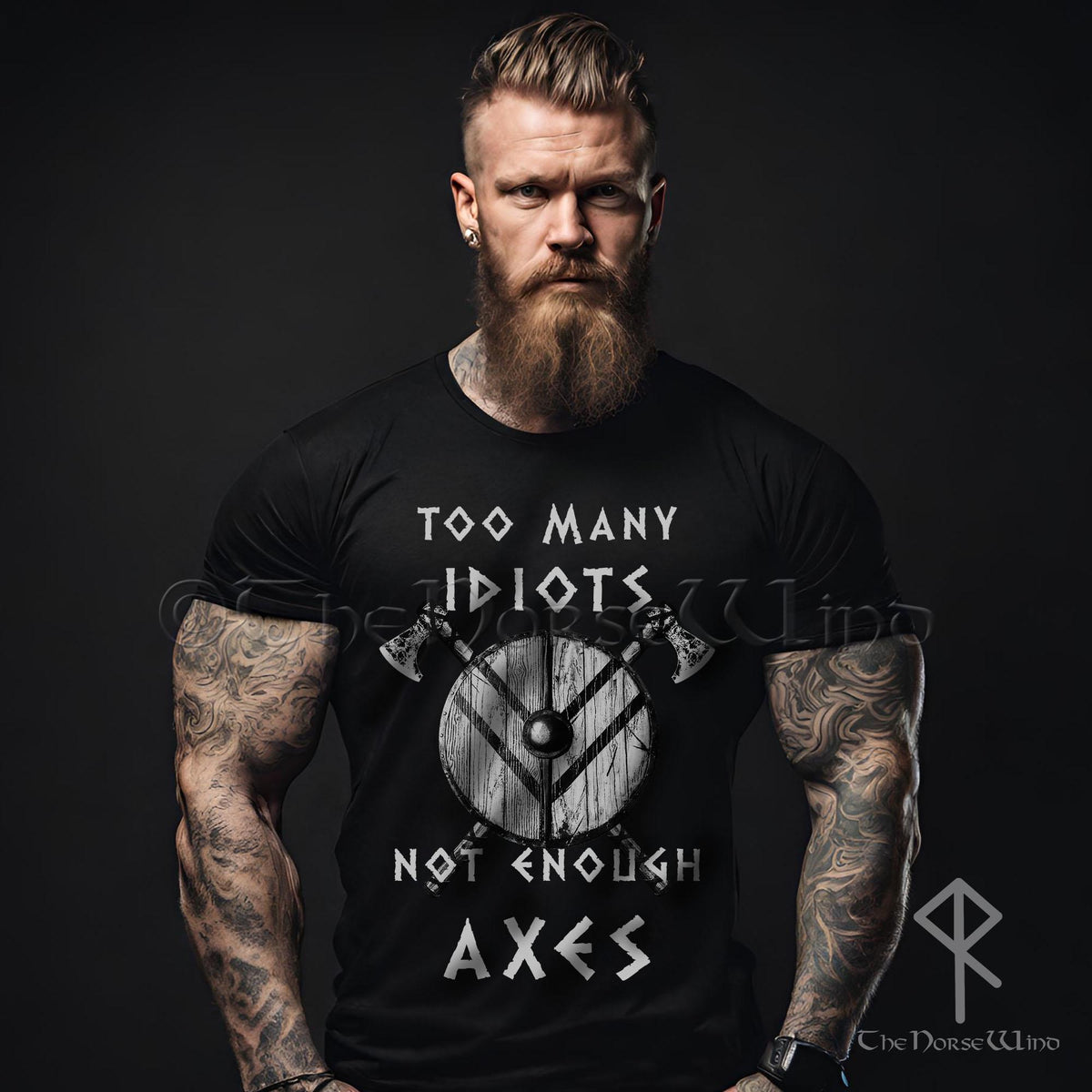 Viking Valhalla T-Shirt - Too Many Idiots Not Enough Axes Viking T-Shirt, Funny Norse Warrior Tee