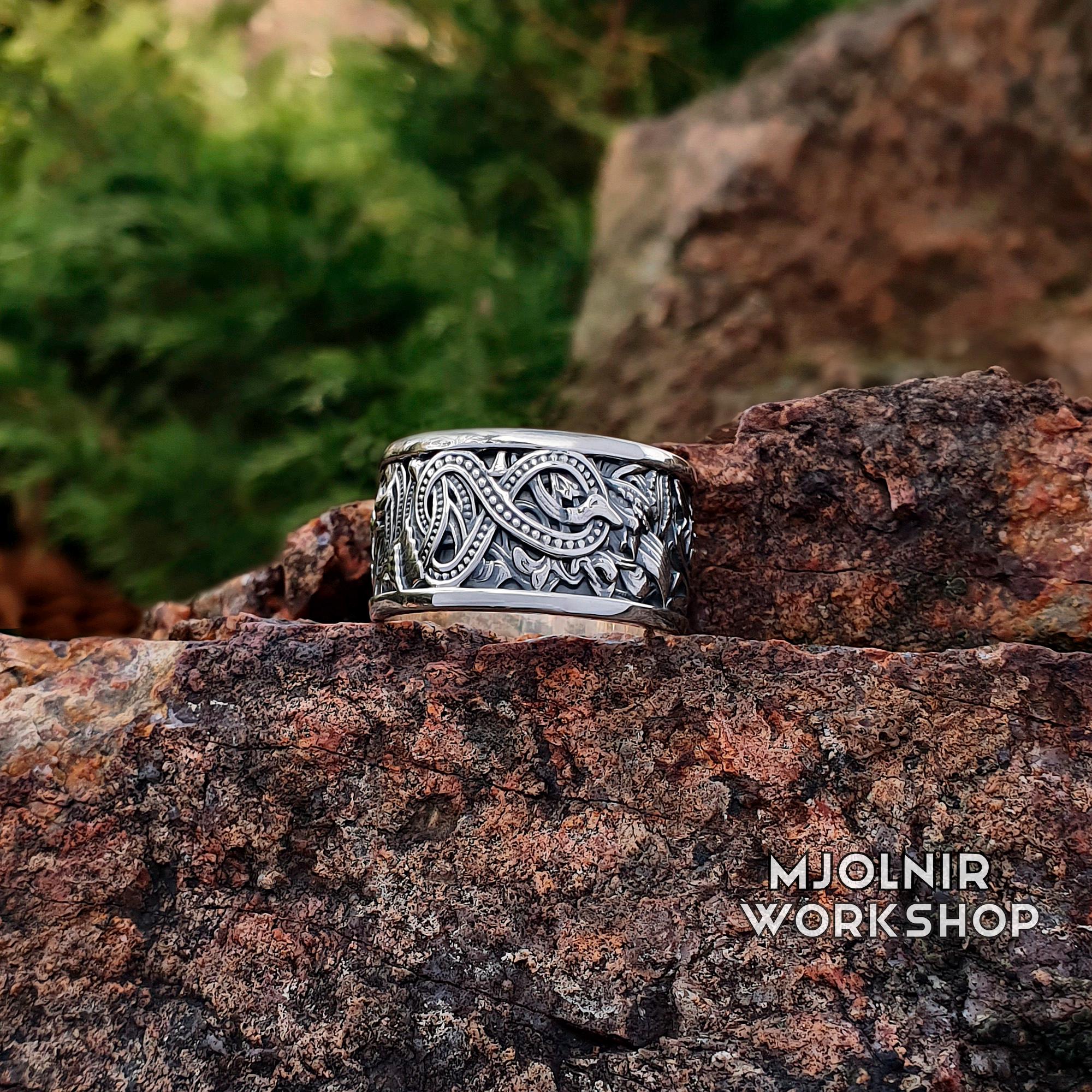 Viking Ring: Bronze Norse Band With Borgund Stave Church Design