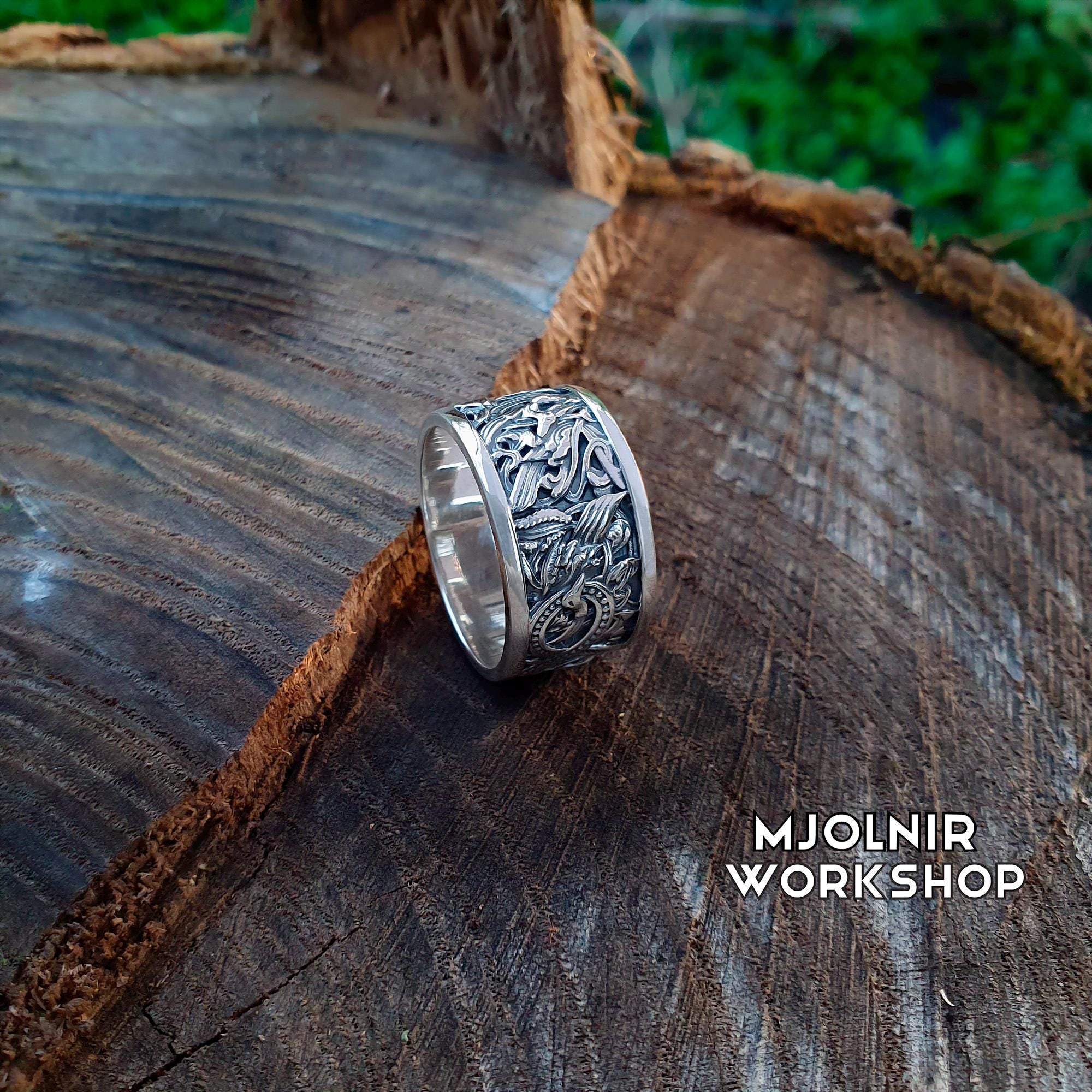 Viking Ring: Bronze Norse Band With Borgund Stave Church Design