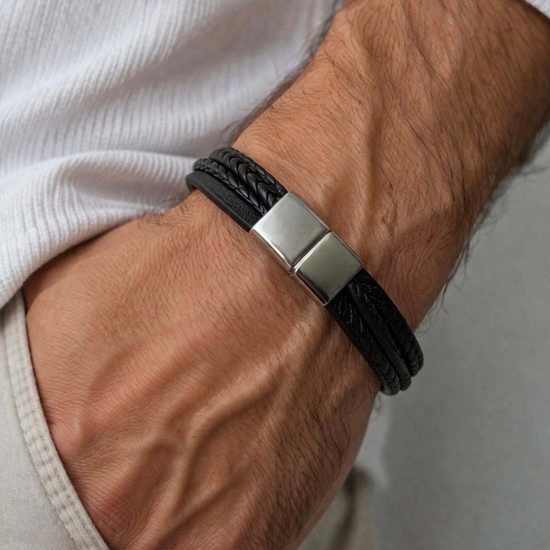 Viking Bracelet - Men’s Leather Bracelet, Viking Compass, Gift for Him