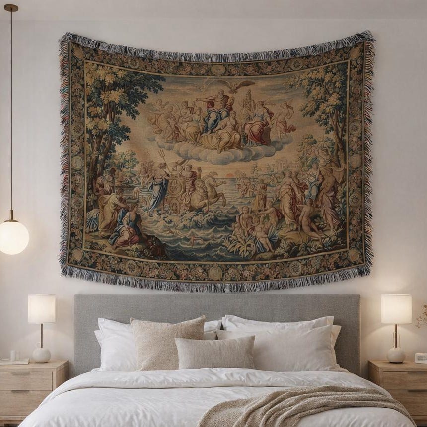 Viking Blanket - Norse Mythology Woven Blanket, Viking Gods Tapestry, Historic Nordic Art Throw