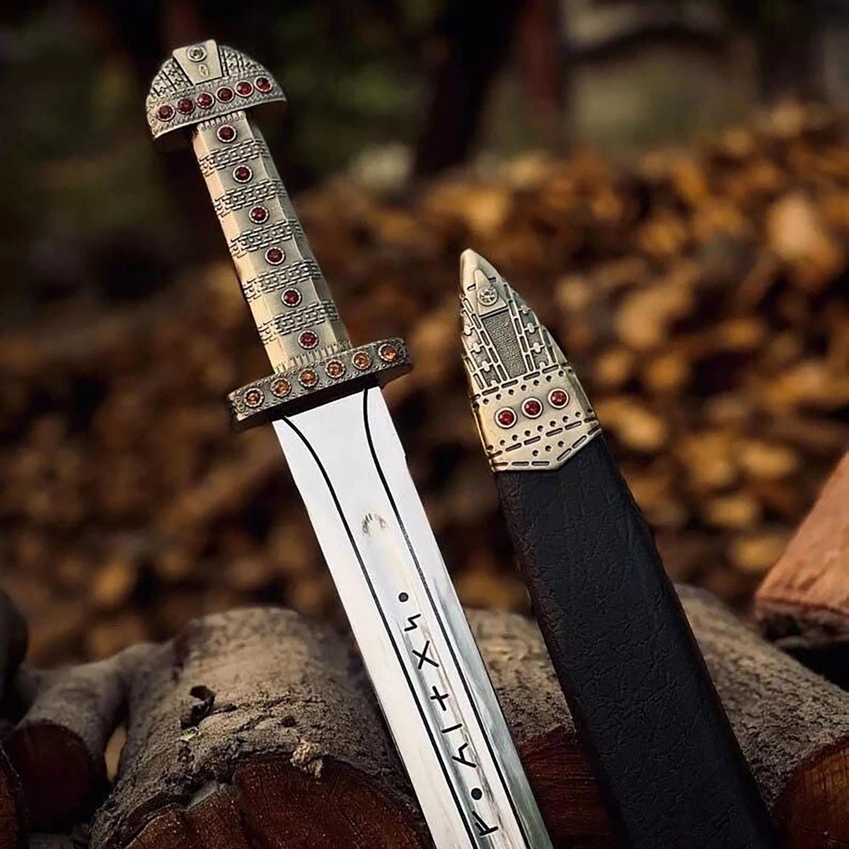Viking Weapon Replica - Hand Forged Northmen Damascus Sword Replica, Authentic Viking Inspired