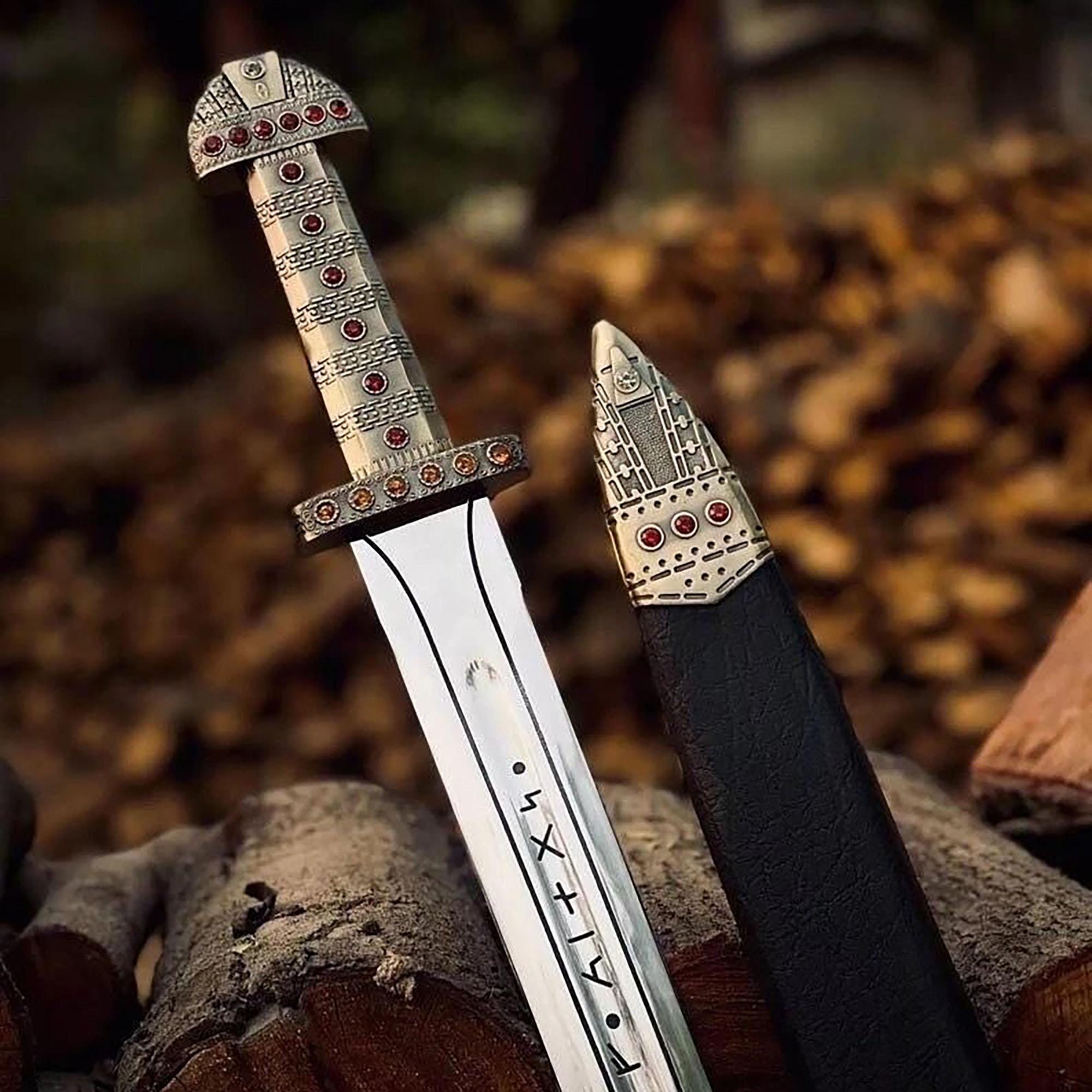 Viking Weapon Replica - Northmen Sword Hand Forged Damascus Steel, Medieval Viking Long Sword, Wall