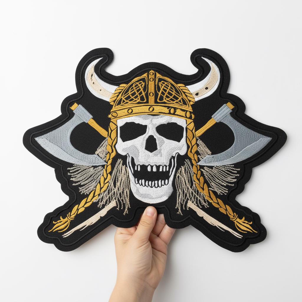Viking Raven Jacket - Viking Warrior Raven Embroidered Patch, Norse Mythology Nordic Jacket Back