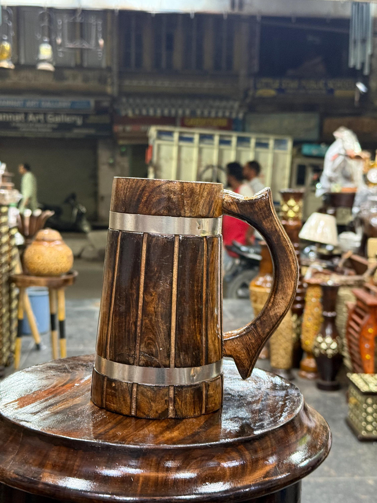 Viking Mug - Handcrafted Wooden Beer Mug: Rustic Viking Tankard with Stainless Steel Lining