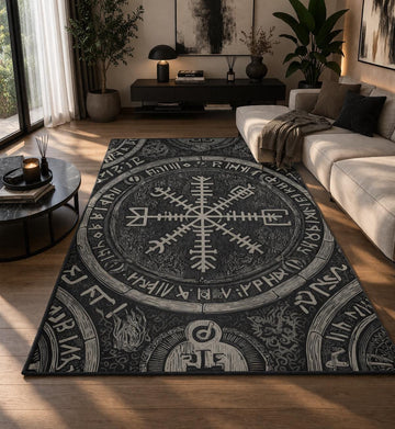 Viking Valknut Rug - Viking Decor Area Rug, Valknut Norse Pagan Rug, Scandinavian Design Carpet
