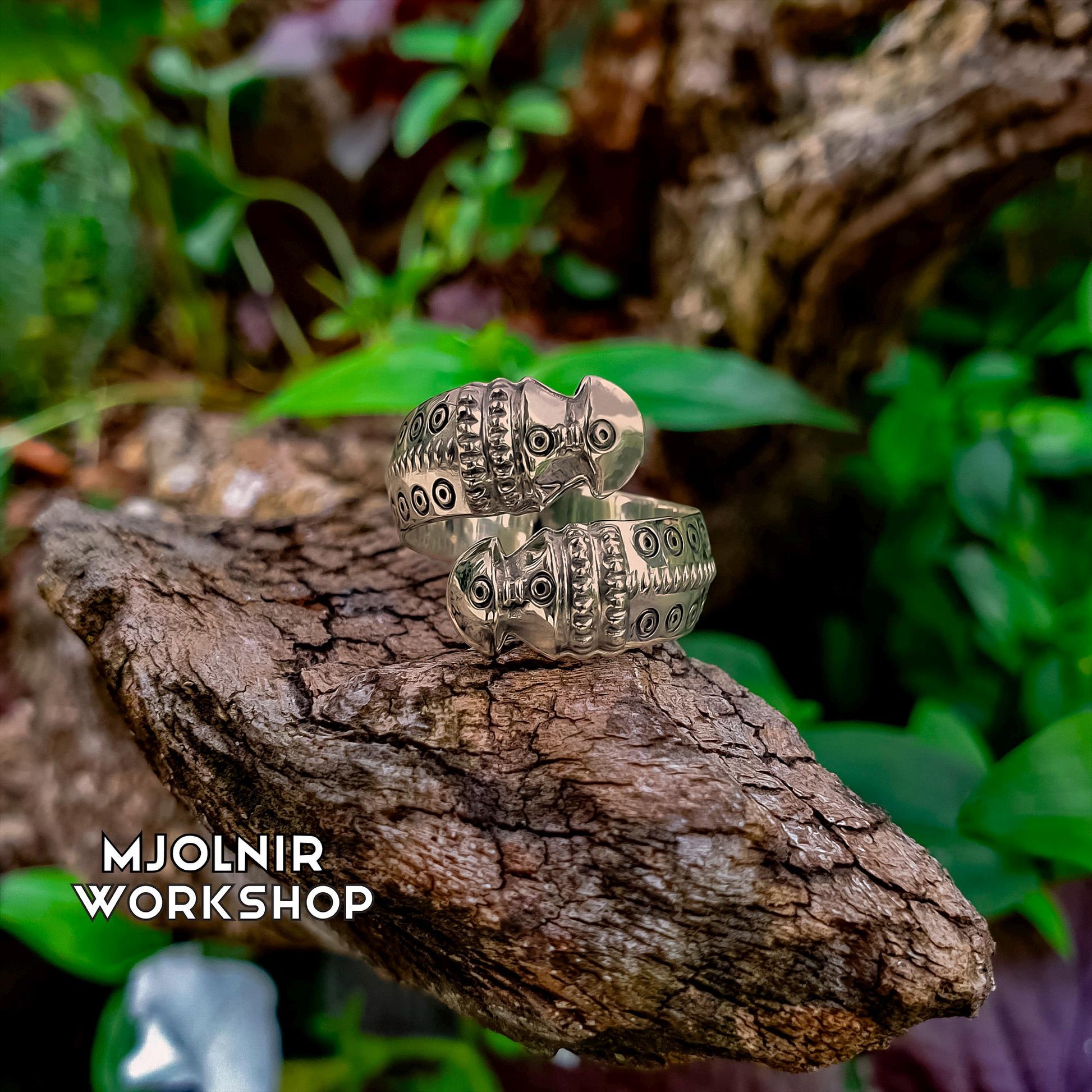 Viking Ring: Bronze Norse Band With Borgund Stave Church Design