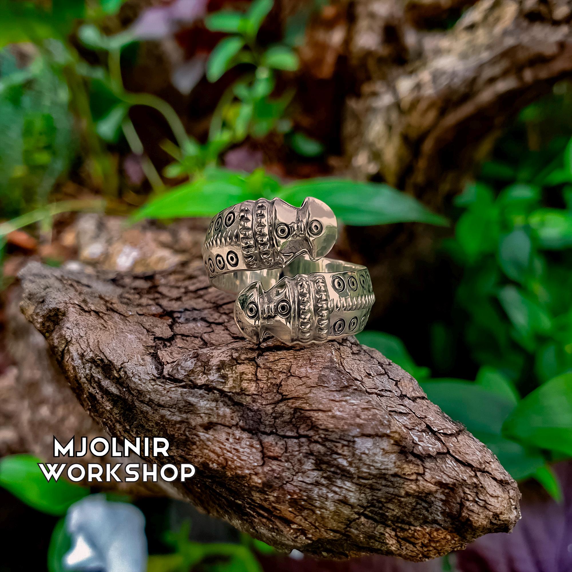 Viking Ring: Bronze Norse Band With Borgund Stave Church Design