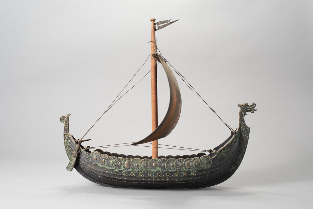 Viking Home Decor - Viking Ship Wooden Sculpture, Nordic Longboat Table Decor, Medieval Boat