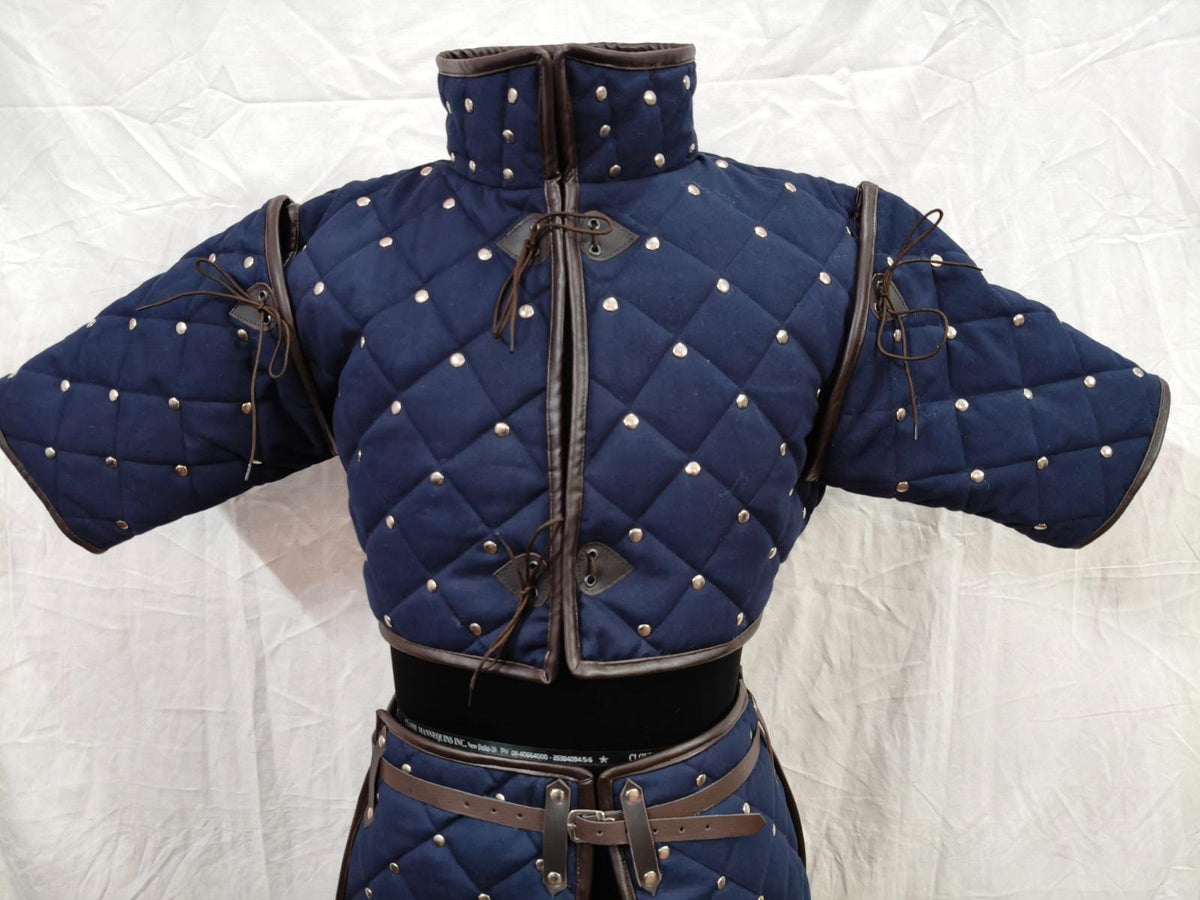Viking Jacket - Wine Medieval Gambeson Coat for Men – Quilted Viking Armor Jacket