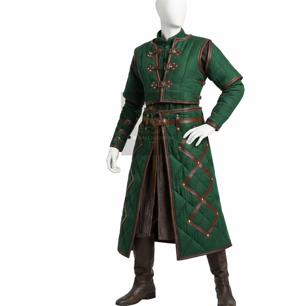 Viking Jacket - Wine Medieval Gambeson Coat for Men – Quilted Viking Armor Jacket