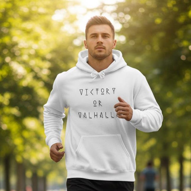 Viking Valhalla Hoodie - Victory Or Valhalla - Distressed American Viking Skull Hoodie: Patriotic