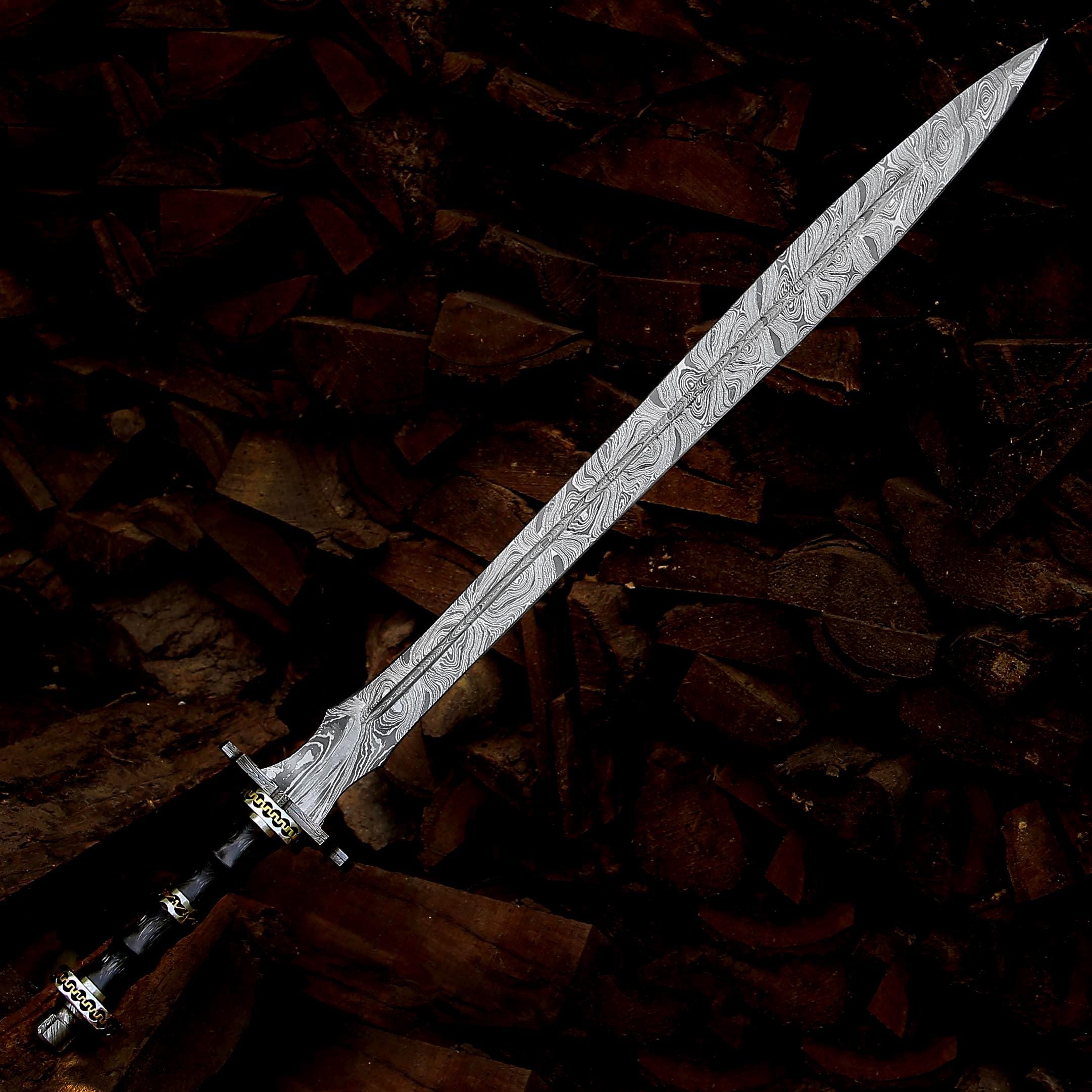 Viking Costume & LARP - Hand Crafted Northmen Damascus Steel Viking Sword, Custom Handmade Blade