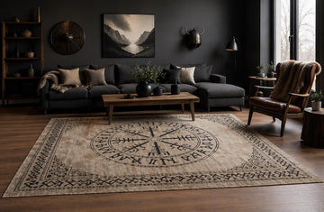 Viking Vegvisir Compass Rug - Vegvisir Viking Compass Rug, Norse Mythology Nordic Decor
