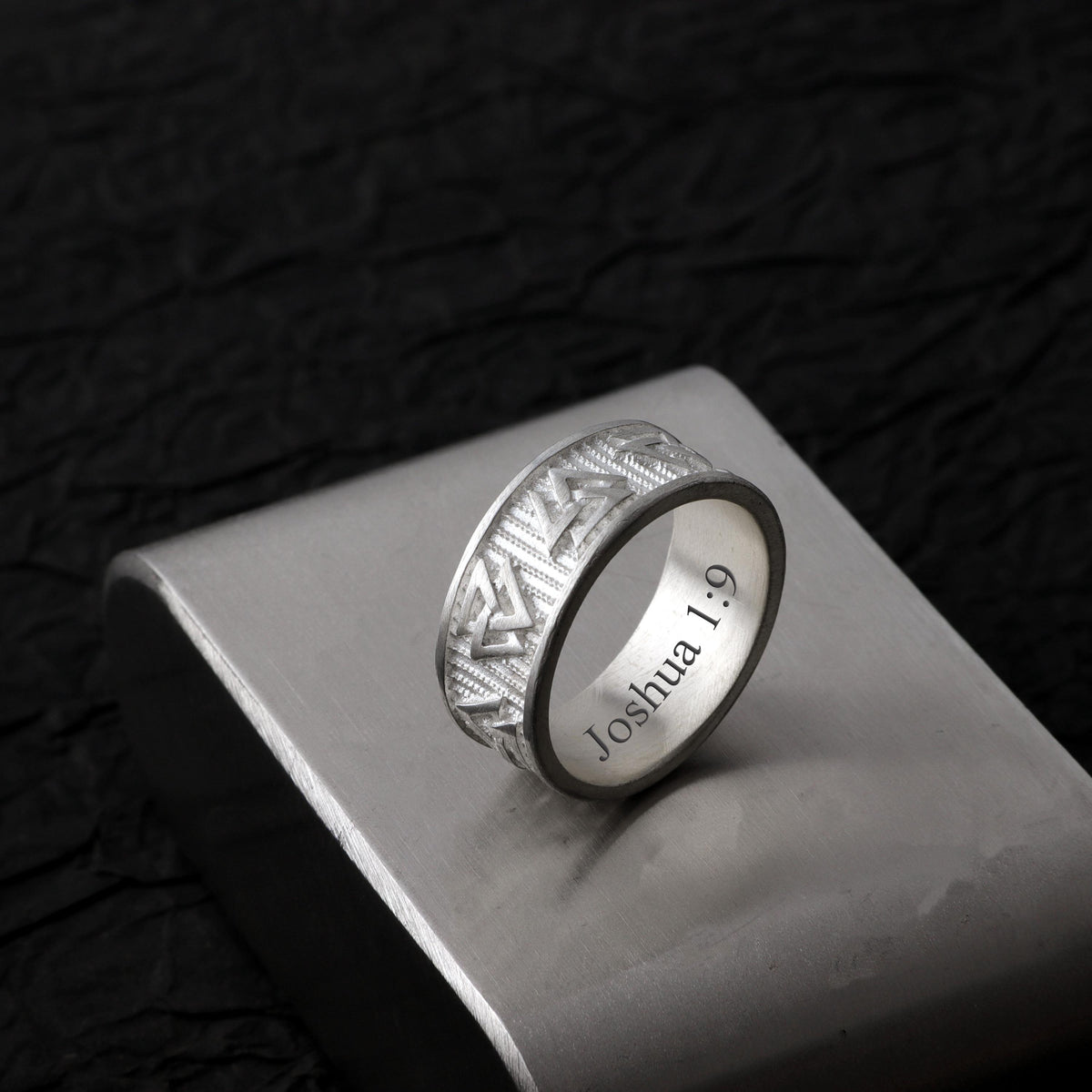 Viking Rune Ring - Engraved Viking Rune Ring, Hammered Sterling Silver Futhark Band, Ancient Norse