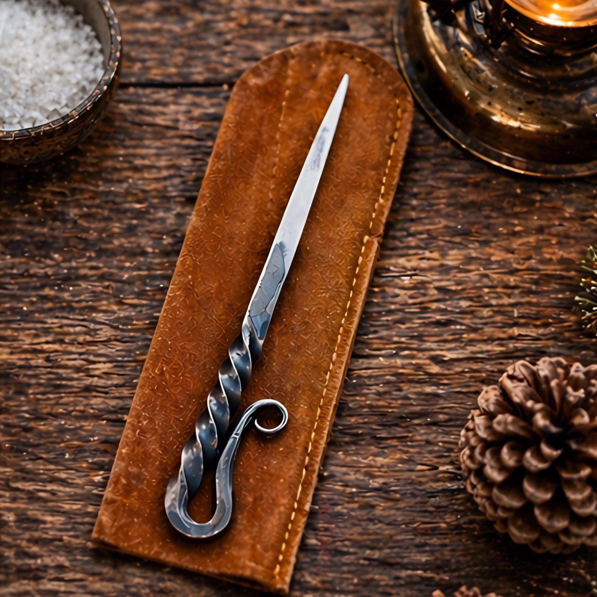 Viking Leather Accessory - Hand Forged Viking Cutlery Set – High Carbon Steel Medieval Utensils Set