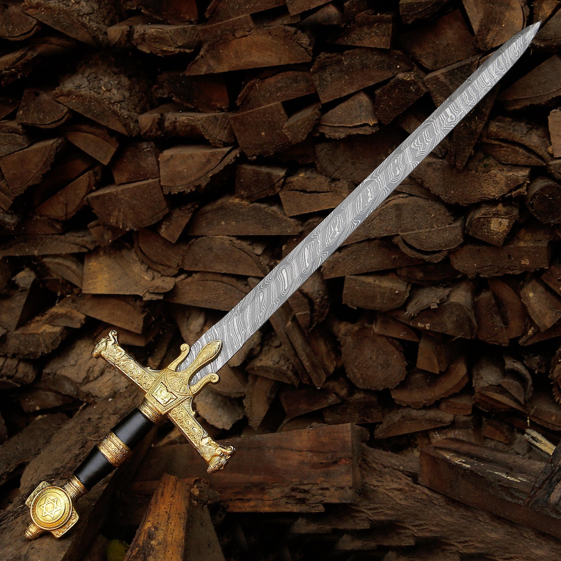 Viking Weapon Replica - Hand Forged Northmen Damascus Sword Replica, Authentic Viking Inspired