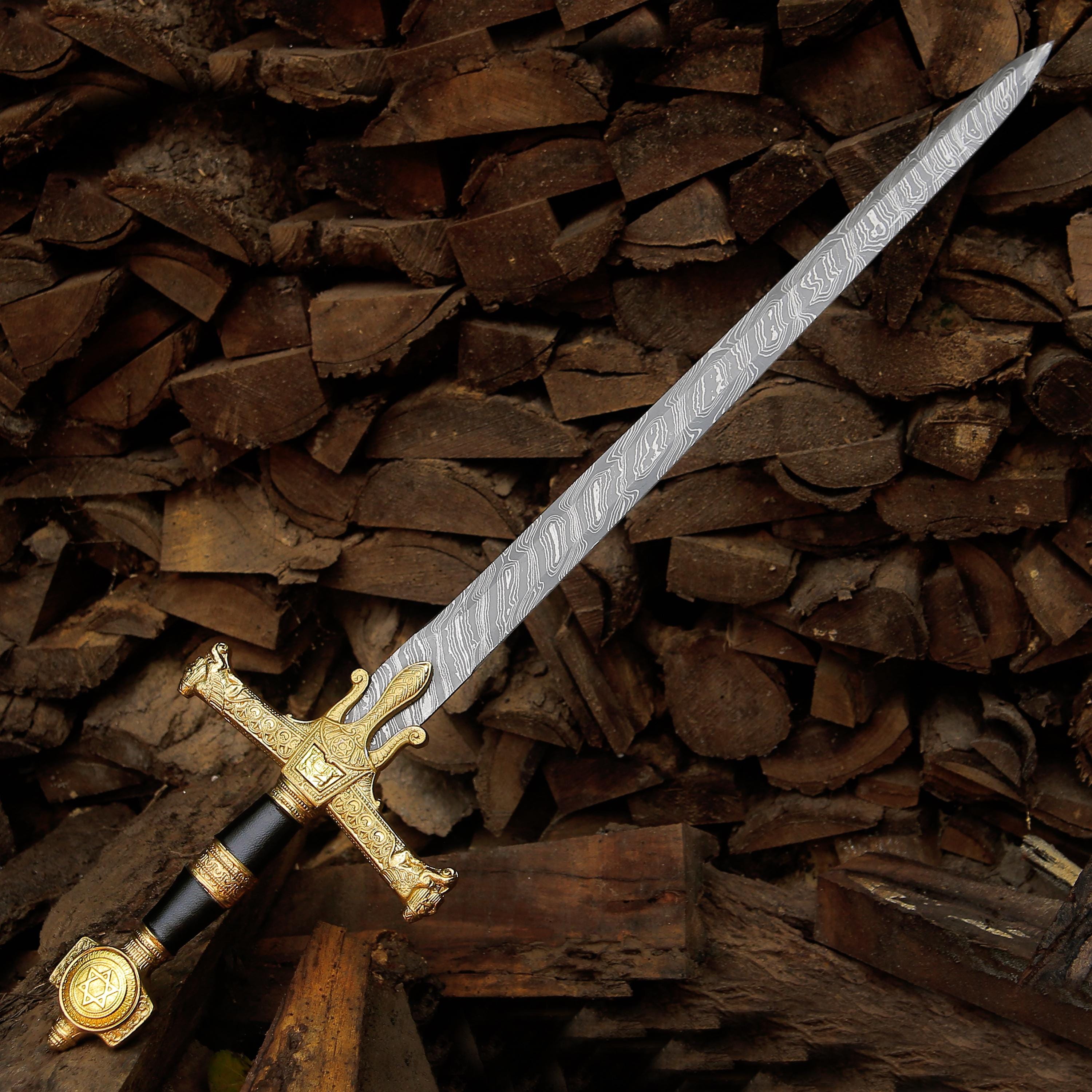 Viking Weapon Replica - Hand Forged Northmen Damascus Sword Replica, Authentic Viking Inspired