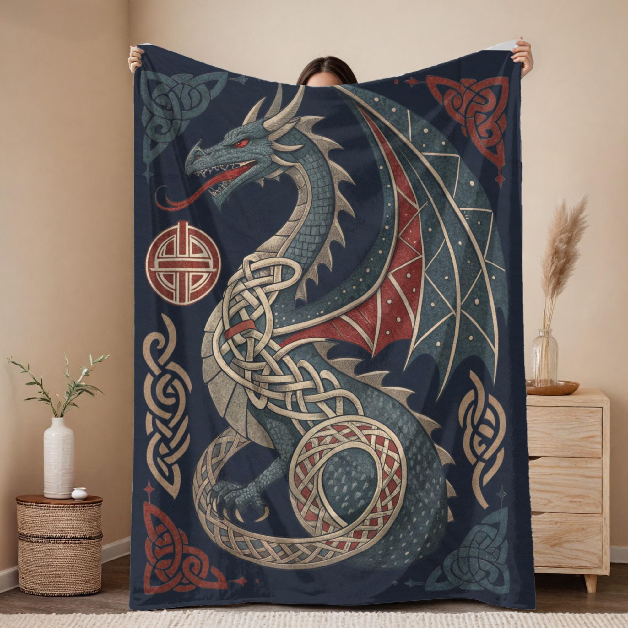 Viking Rune Blanket - Norse Protection Rune Baby Blanket, Viking Nursery Gift