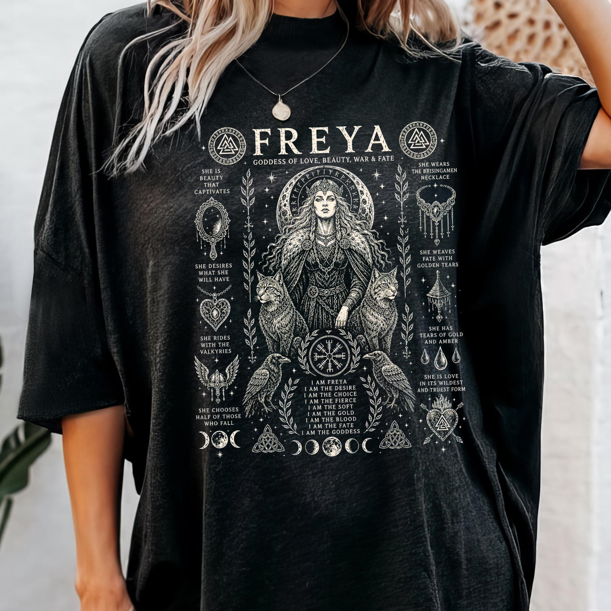 Viking T-Shirt - Viking Goddess Freya T-Shirt, Norse Mythology Warrior Sorceress Tee, Goth Grunge