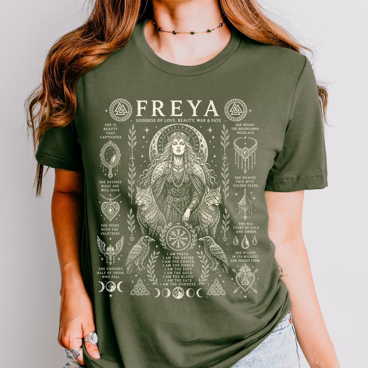 Viking T-Shirt - Viking Goddess Freya T-Shirt, Norse Mythology Warrior Sorceress Tee, Goth Grunge