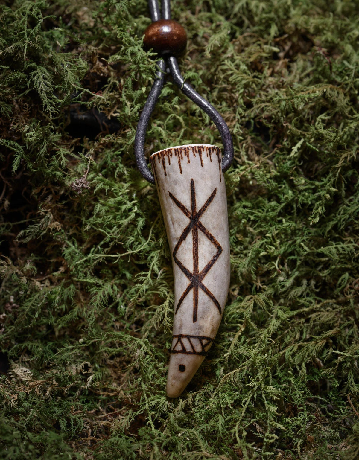 Viking Rune Necklace - Protection BindRune, Antler Pendant, Viking Rune