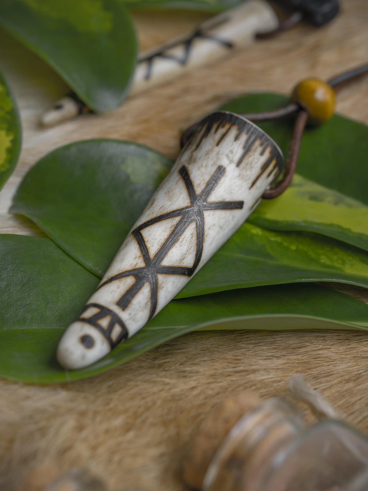 Viking Rune Necklace - Protection BindRune, Antler Pendant, Viking Rune
