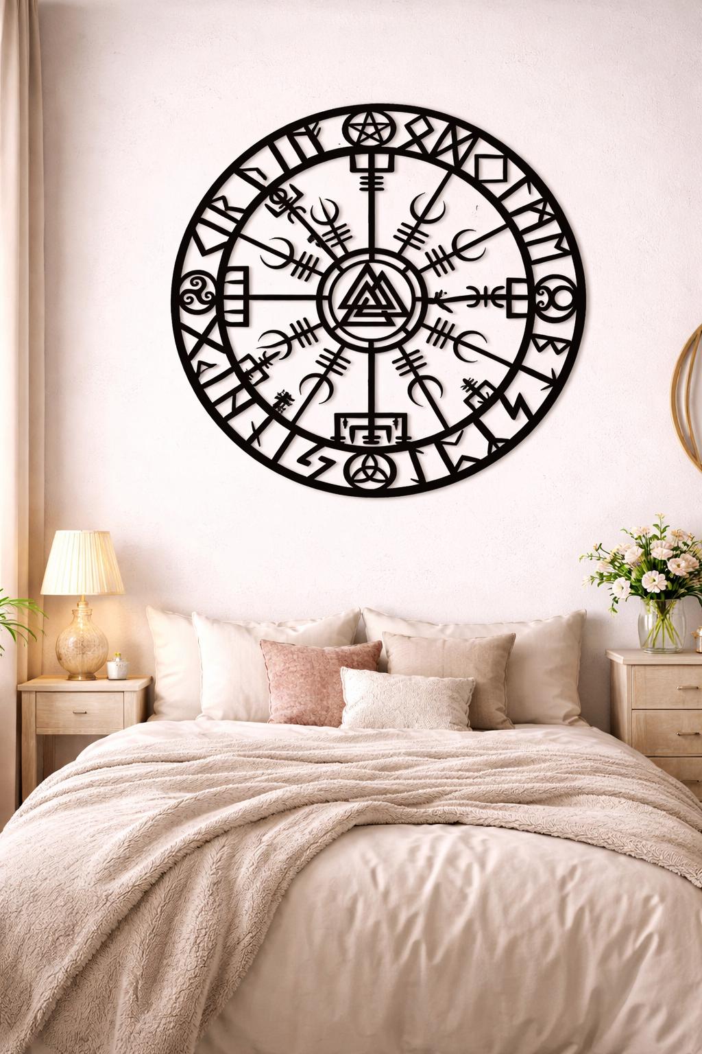 Viking Vegvisir Compass Blanket - Viking Vegvisir Wall Art Wooden Decor, Norse Compass Symbol Wall