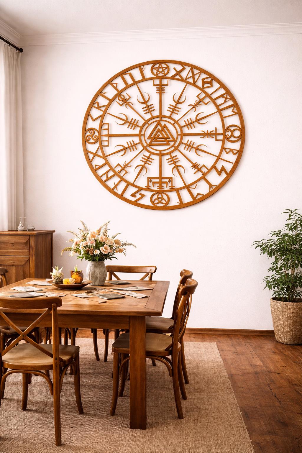 Viking Vegvisir Compass Blanket - Viking Vegvisir Wall Art Wooden Decor, Norse Compass Symbol Wall