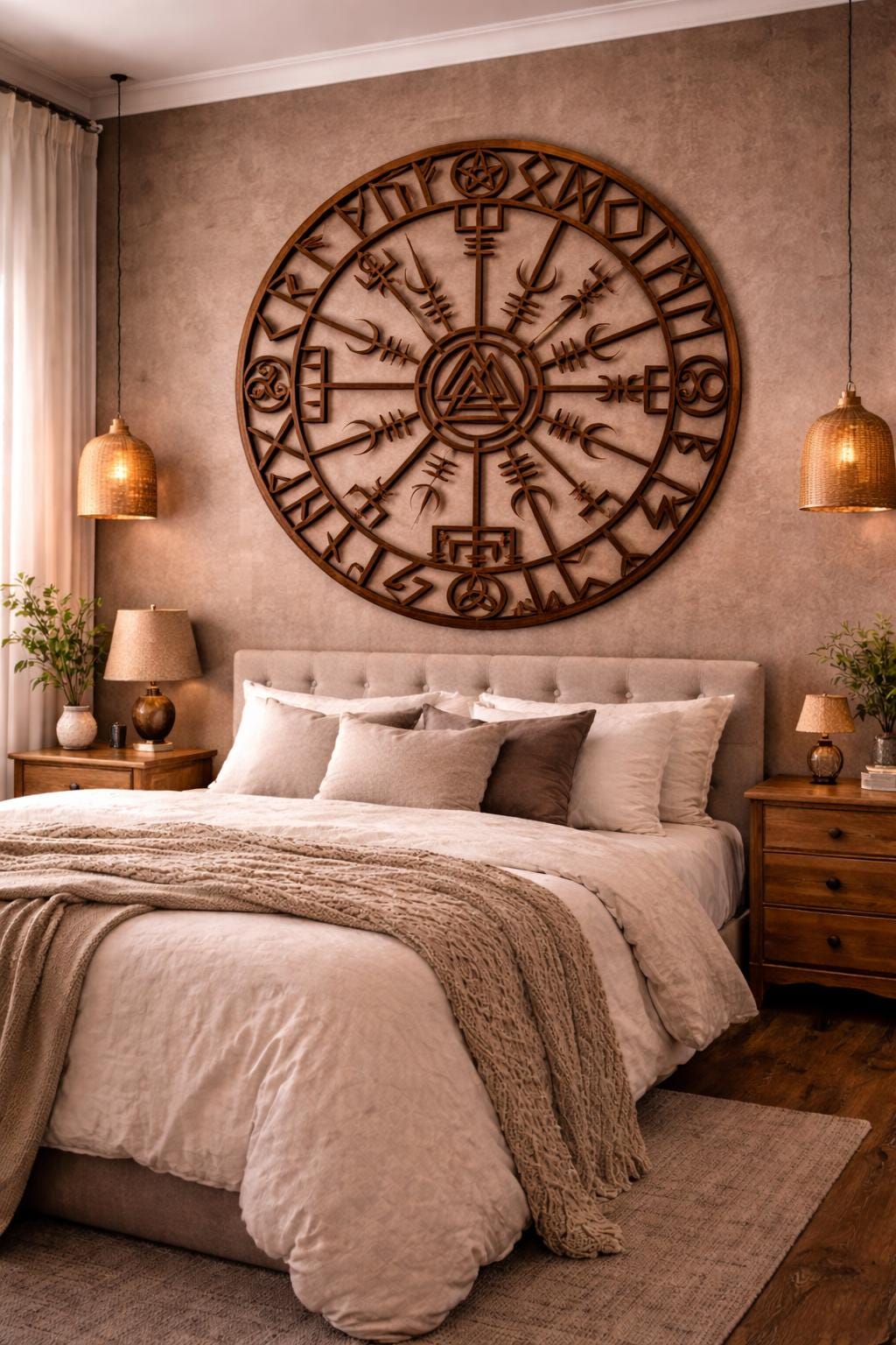 Viking Vegvisir Compass Blanket - Viking Vegvisir Wall Art Wooden Decor, Norse Compass Symbol Wall