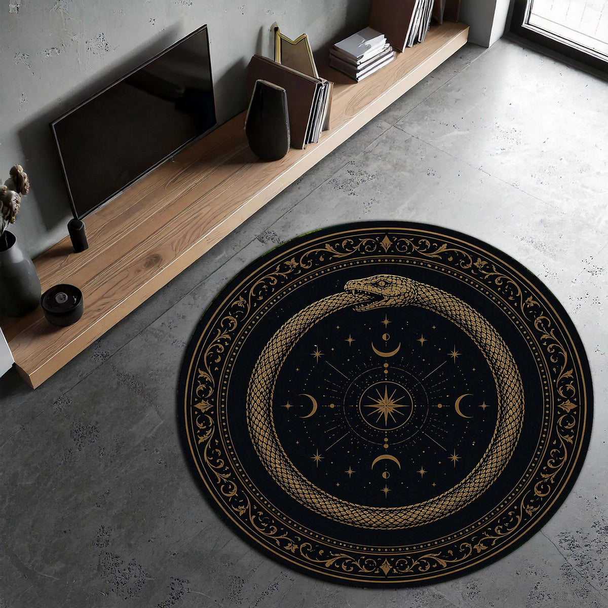 Viking Vegvisir Compass Rug - Round Viking Vegvisir Rug, Norse Compass Area Rug, Celtic Knot Nordic