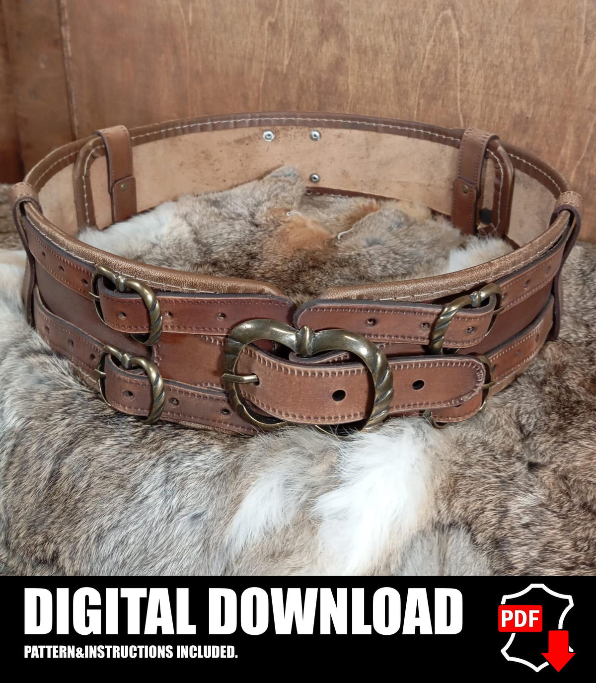 Viking Costume & LARP - Medieval Belt with Pouches for Men, Viking Leather Waist Bag Set