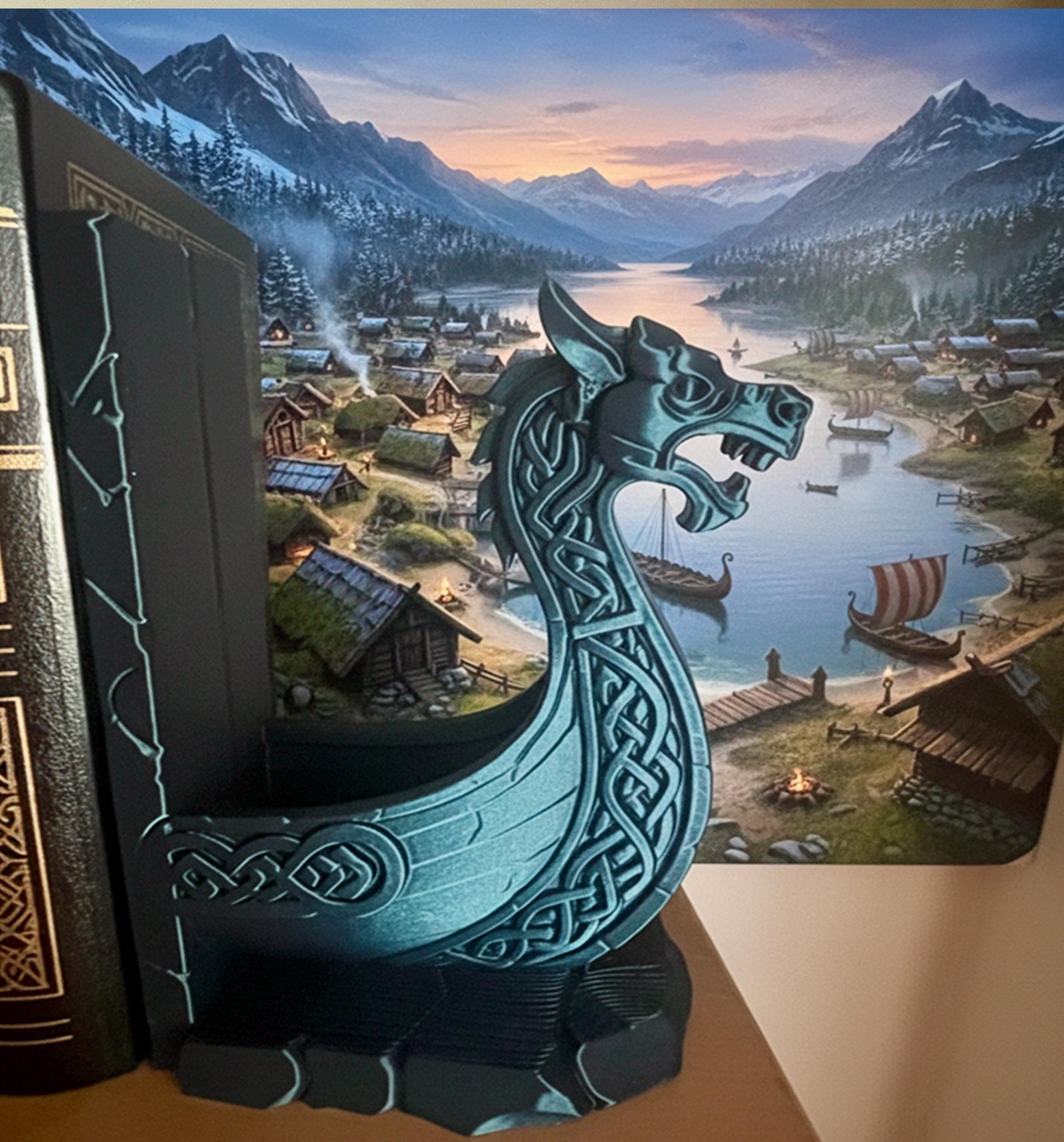 Viking Home Decor - Viking Ship Bookshelf Decor