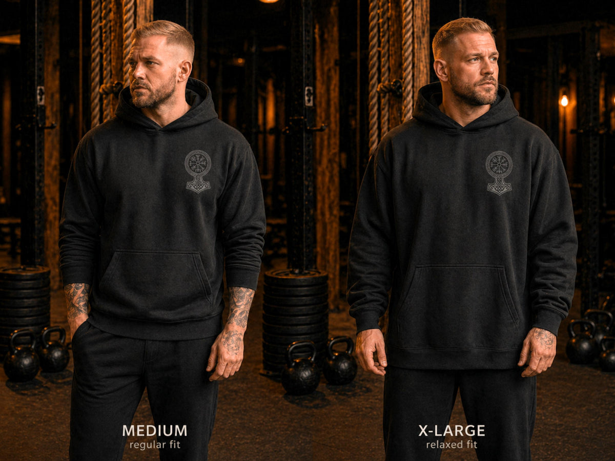 Viking Thor's Hammer Hoodie - Viking Hoodie Men Vegvisir Compass Mjolnir Thor Hammer Norse