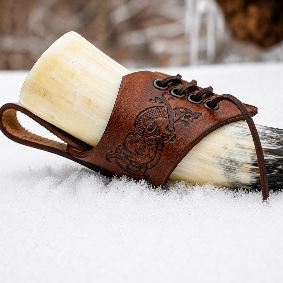 Viking Jacket - Viking Shoulder Fur Cape – Islandic Brown Sheepskin Collar with dragon leather