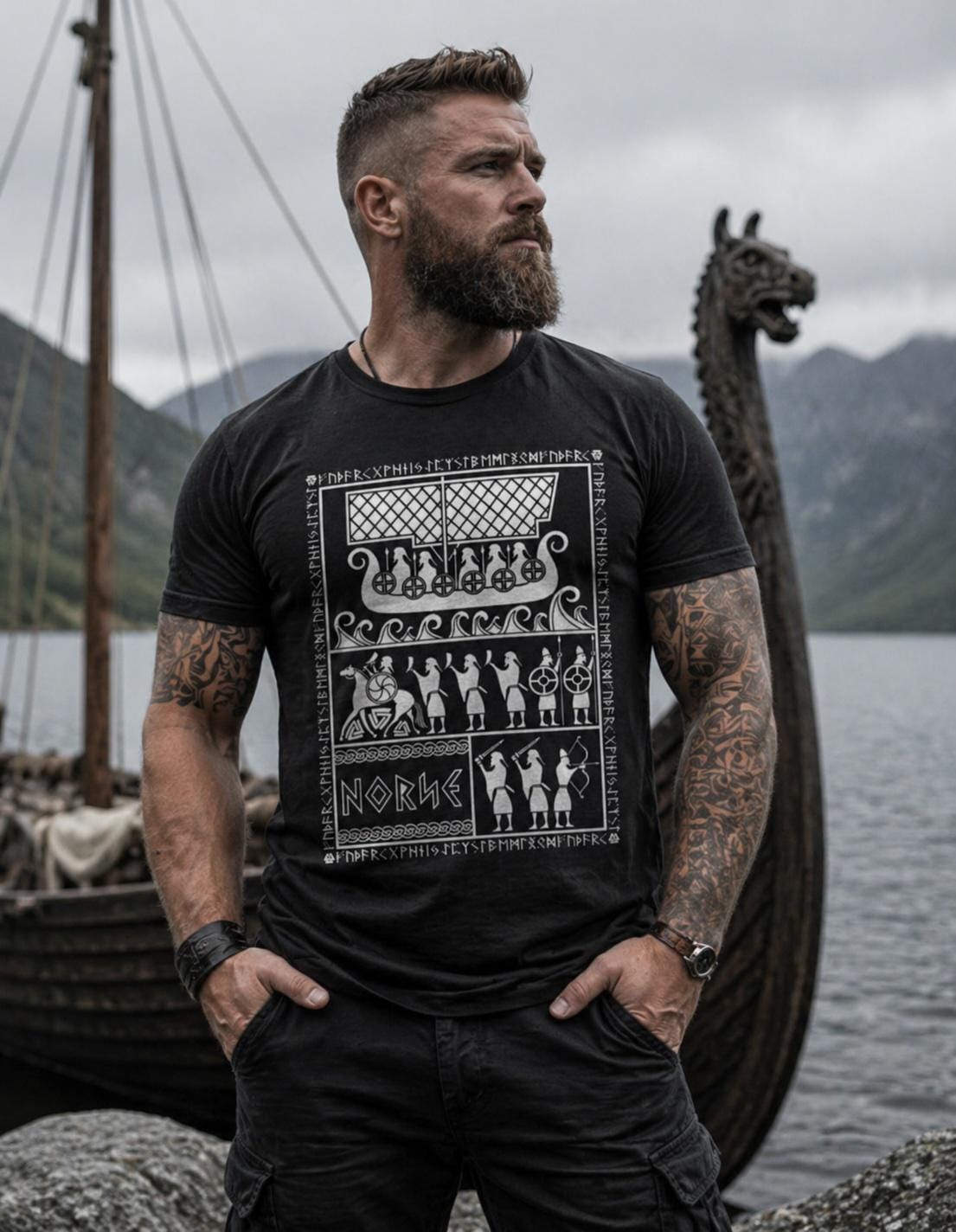 Viking Valhalla T-Shirt - Until Valhalla Rune Shirt, Minimalist Viking Tee for Men, Norse