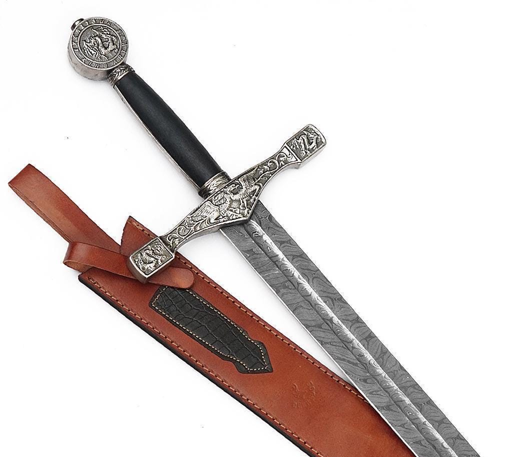 Viking Weapon Replica - Northmen Sword Hand Forged Damascus Steel, Medieval Viking Long Sword, Wall