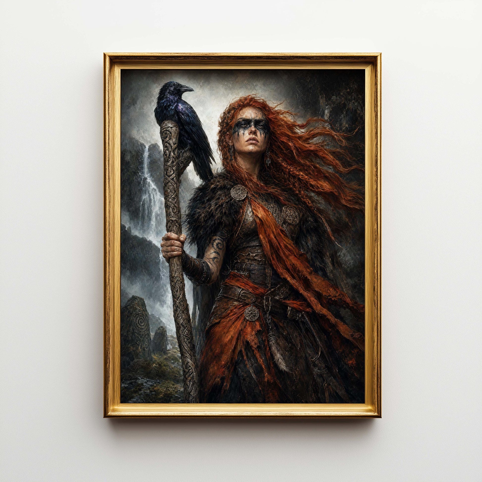 Viking Odin Home Decor - Dark Fantasy Odin Poster & Canvas, Norse God Viking Wall Art, Gothic Man