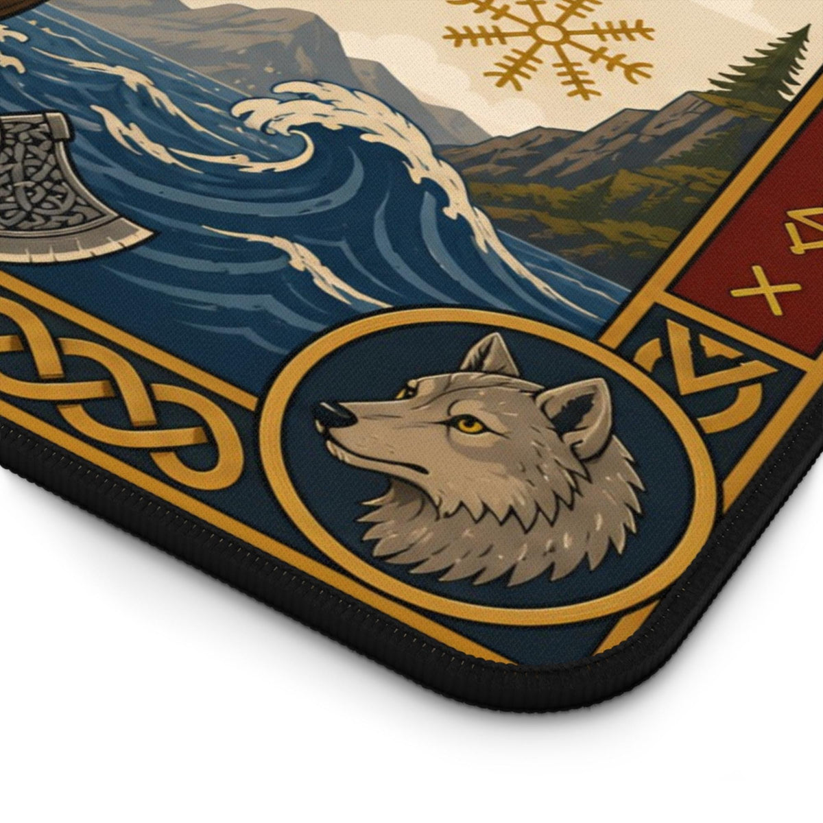 Viking Thor's Hammer Leather Accessory - Viking Desk Mat - Norse Mythology Mouse Pad, Longship &