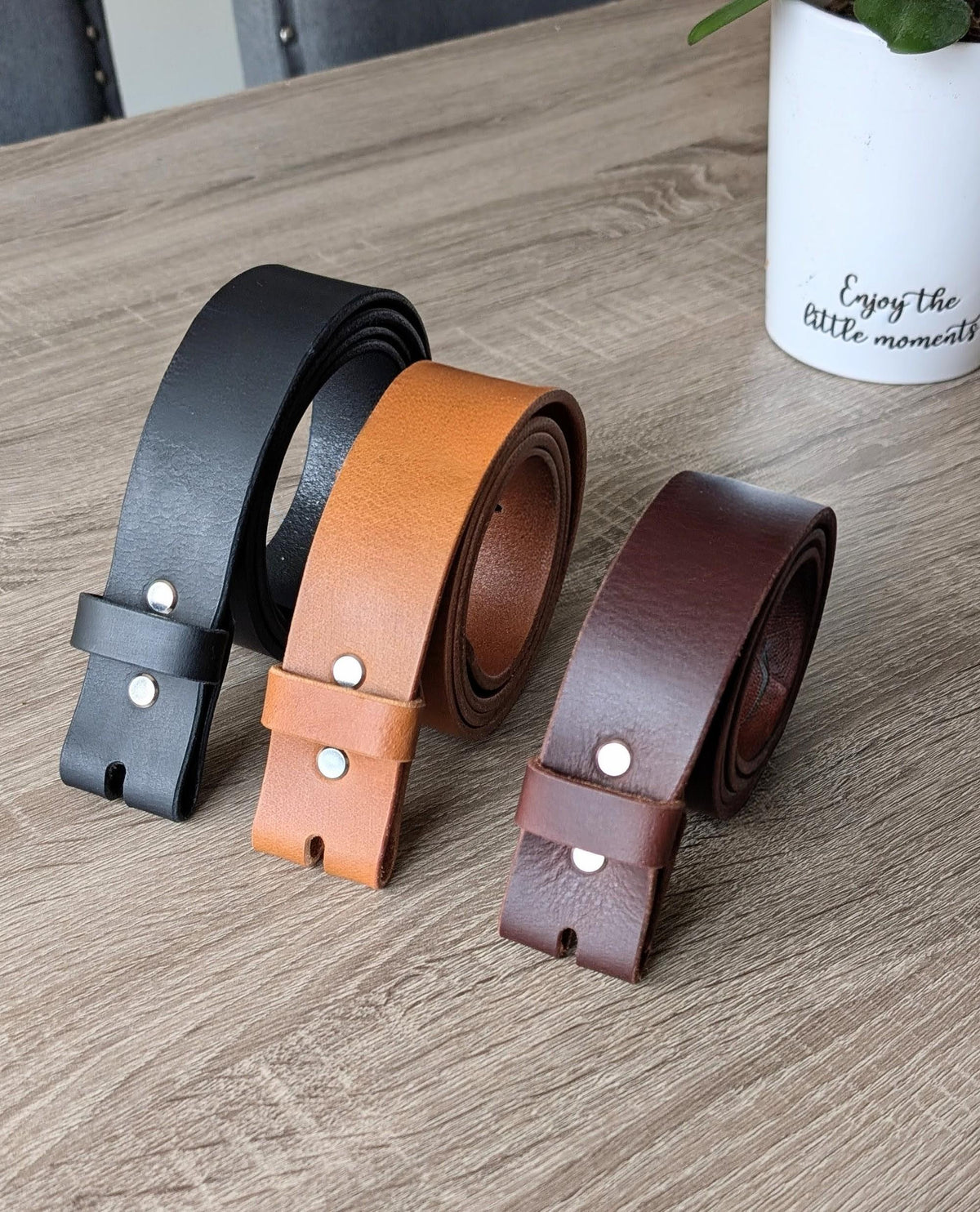 Viking Leather Accessory - Embossed Viking belt from brown or black 3, 2mm leather, with bronze