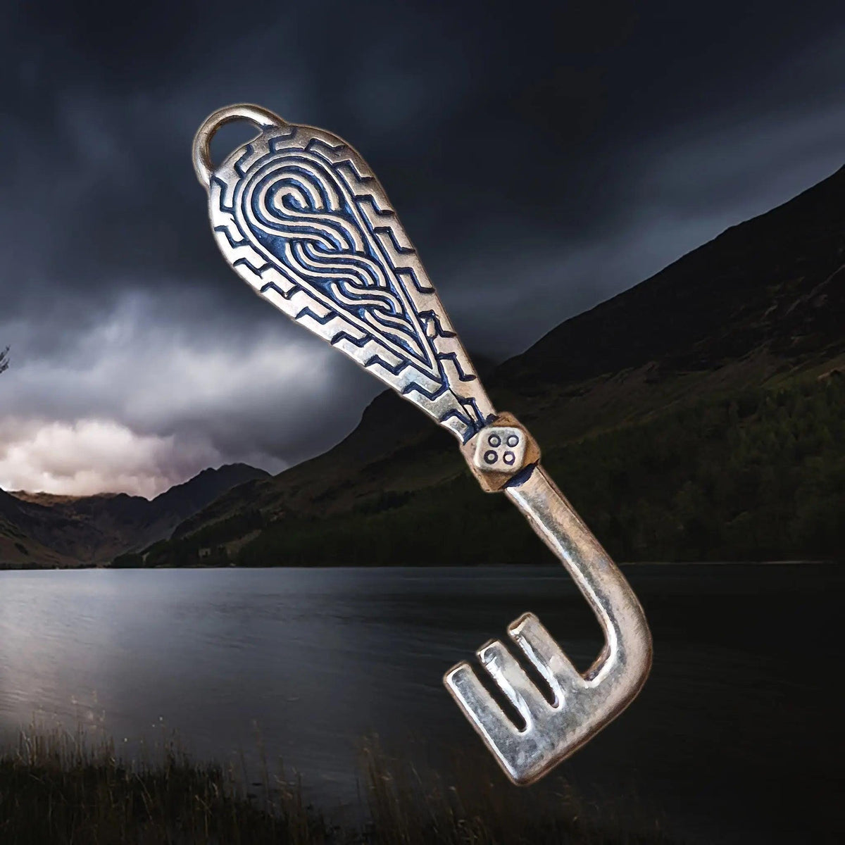 Viking Leather Accessory - Key fob "Head of Jormungandr". A personalized gift for Vikings.
