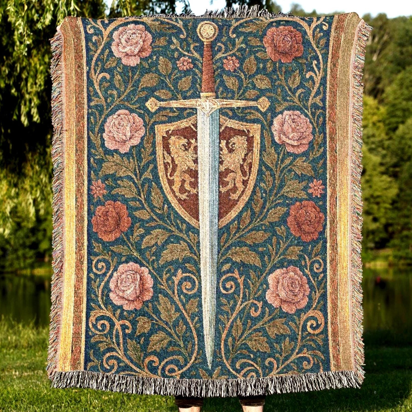 Viking Blanket - Viking Couple Woven Blanket, Norse Warrior Tapestry, Nordic Mythology Wall