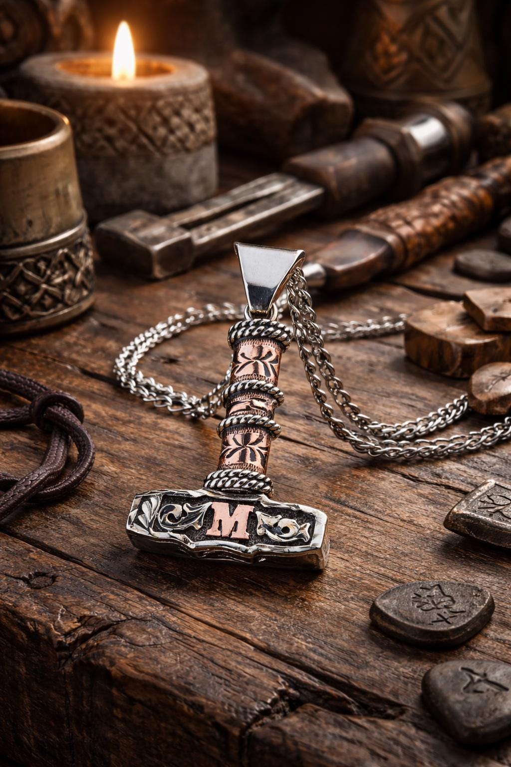Viking Thor's Hammer Necklace - Personalized Viking Hammer Necklace, Mjolnir Pendant, Custom