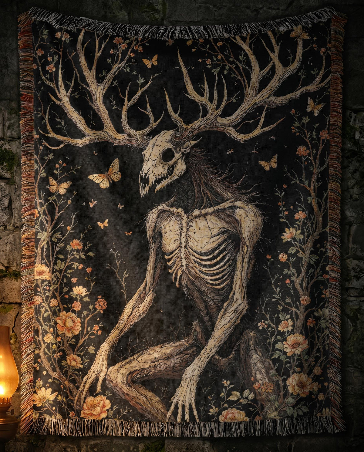 Viking Raven Blanket - Viking Axes Woven Throw Blanket, Norse Raven Celtic Knot Tapestry, Medieval