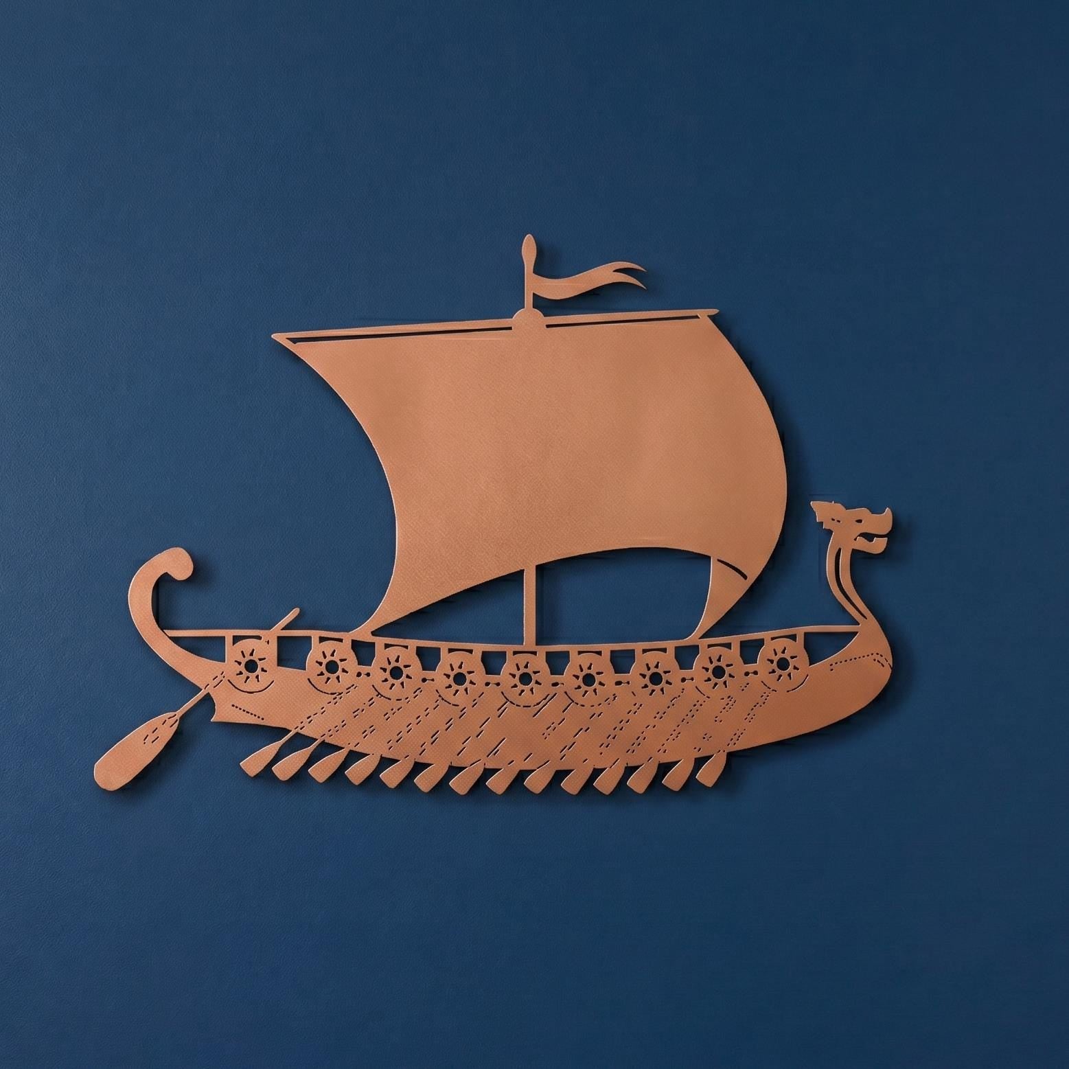 Viking Home Decor - Viking Ship Metal Wall Art: Nordic Home Decor
