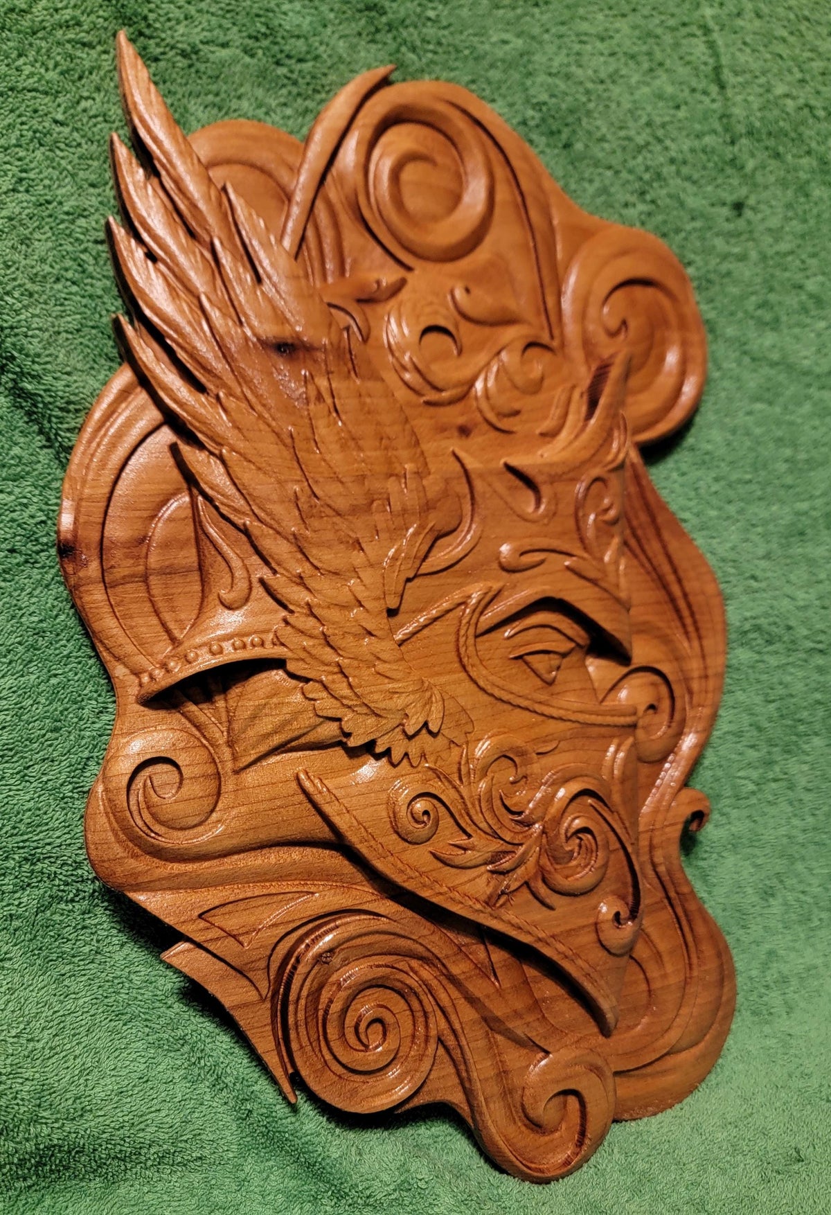 Viking Valknut Home Decor - Hand-Carved Wooden Ouroboros with Valknut, Viking Dragon Wall Decor