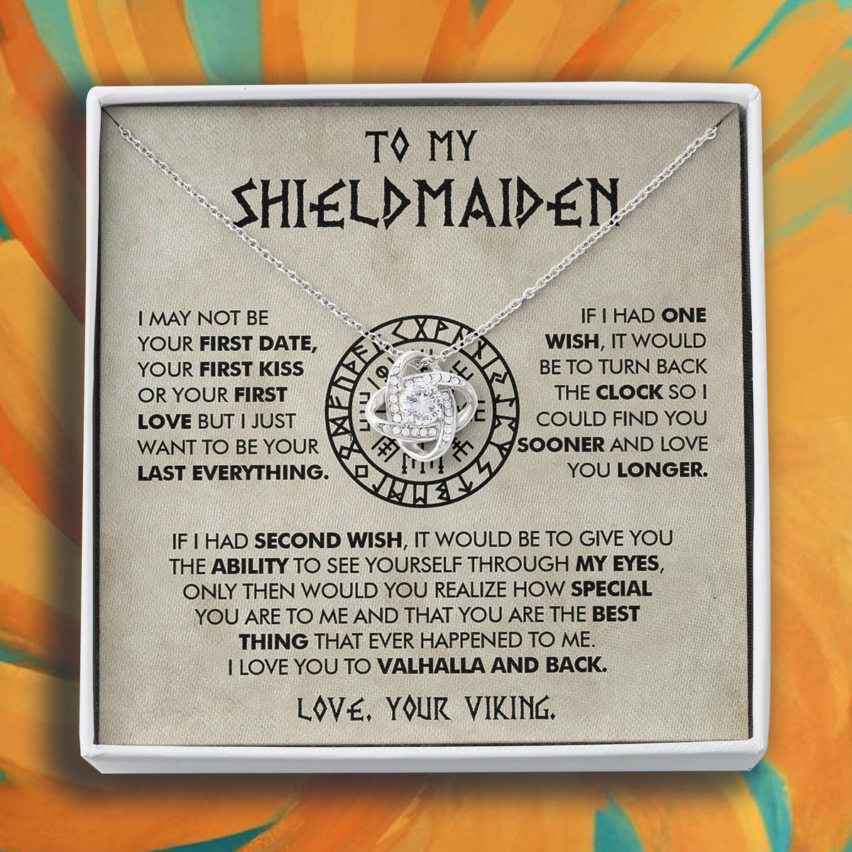 Viking Necklace - To My Shieldmaiden Necklace Gift, Viking Jewelry Gift with Message Card, Birthday